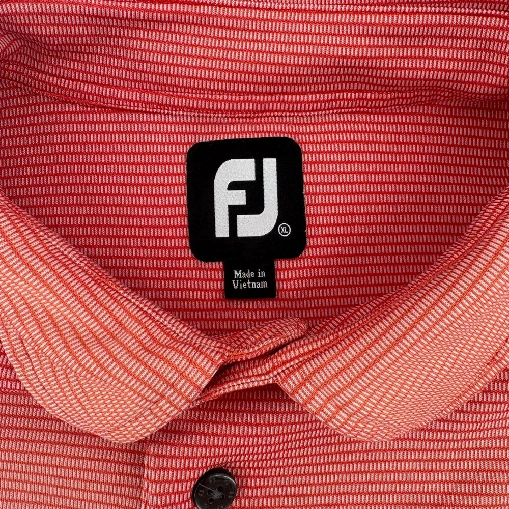 Footjoy Mens XL Red Stripe Golf Polo Shirt Short Sleeve‎ Performance Tech